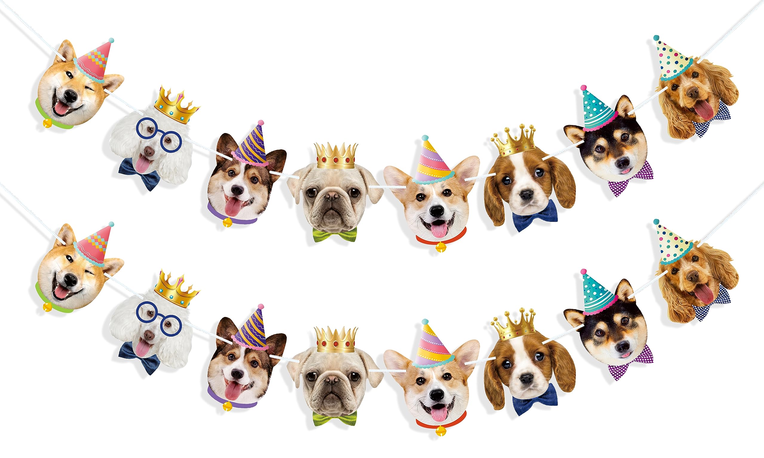 13-teiliges Hundegesichtsparty-Banner – Wimpelkette Mit Hundemotiven Für Geburtstagsdeko