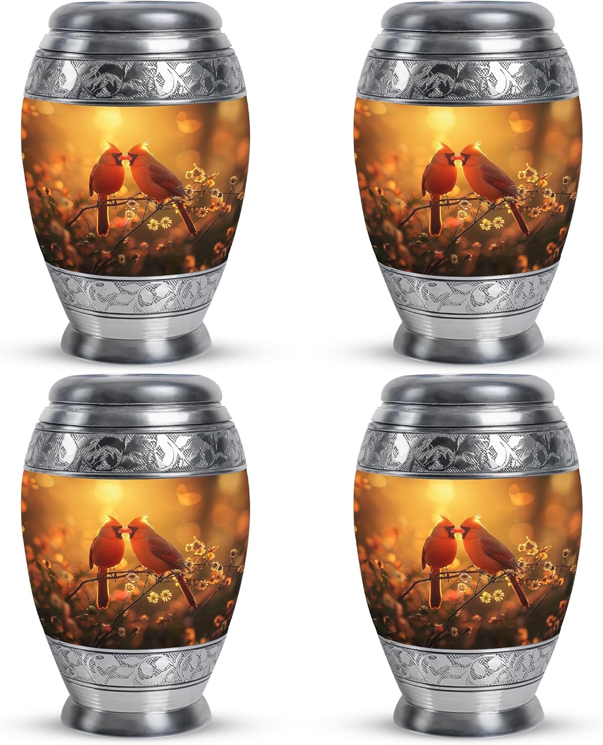 Cardinal Urn Small - Mini Urns for Human Ashes - Urn for Human Ashes - Cremation Urns for Burial - Decorative Urns - (3 inch Pack of 4)