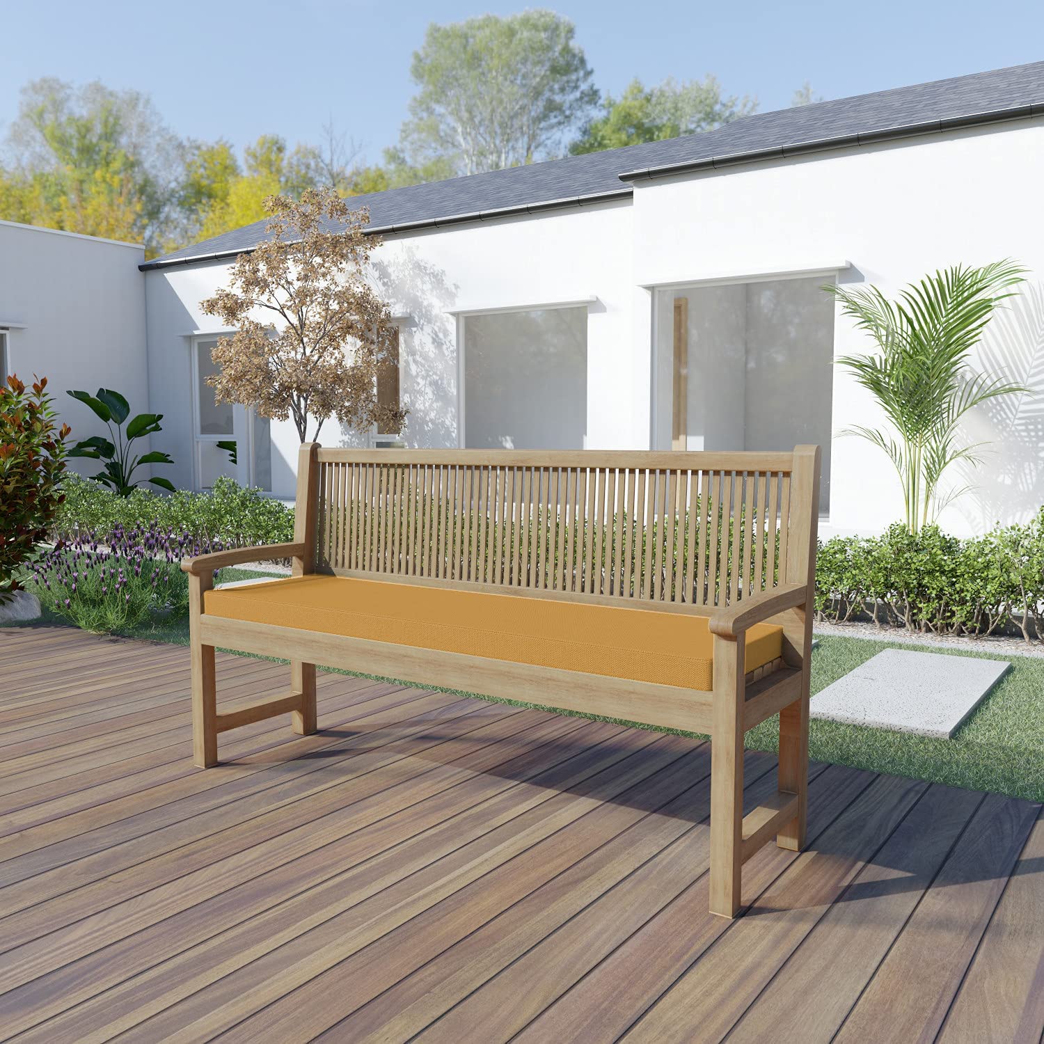 chilly pilley Coussin De Banc Housse Amovible Lavable Zip avec Passants Coussin pour Banc De Jardin Terrasse (160 x 60 x 5 cm, Chameau)