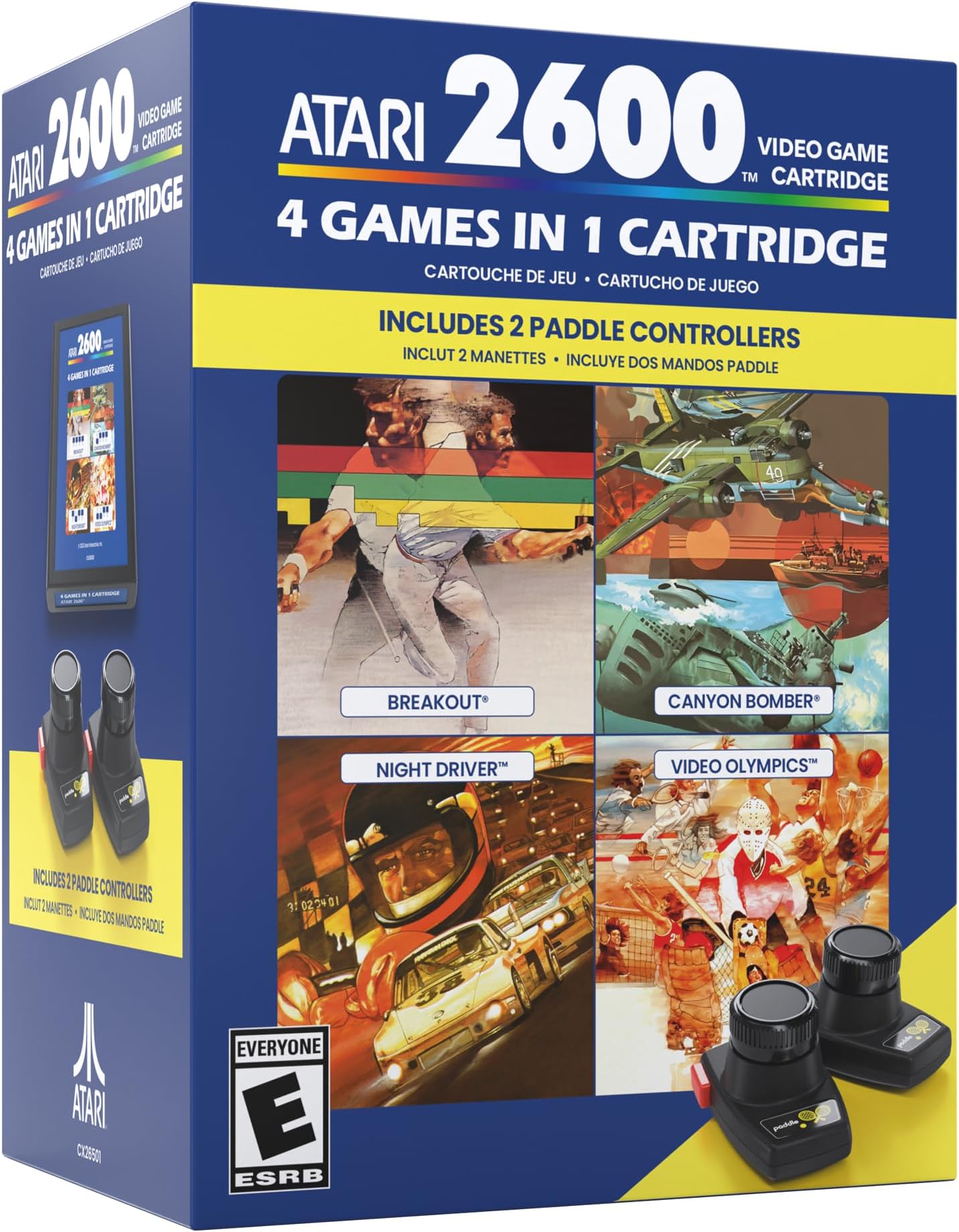 4 in 1 Game Cartridge with Paddle Pack Atari 2600+