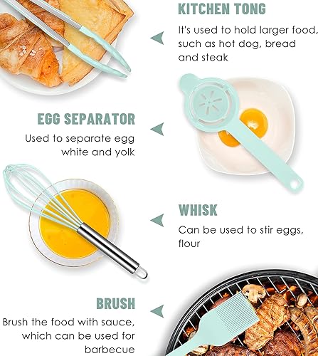 Miniatura 6 de Juego de utensilios de cocina, 12 piezas de utensilios de cocina de silicona (apto para lavavajillas), juego de espátulas resistentes al calor a 392