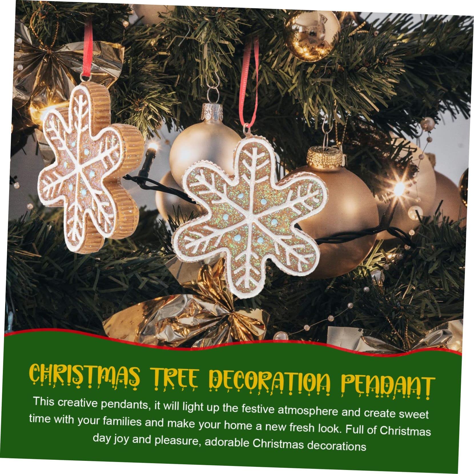 IMIKEYA 4 Stück Christbaumschmuck Weihnachtsbaum Hängende Dekoration Weihnachtsbaum-Lebkuchen Weihnachten Hängende Schneeflocke Lebkuchenplätzchenverzierungen Minifiguren Harz Light Brown