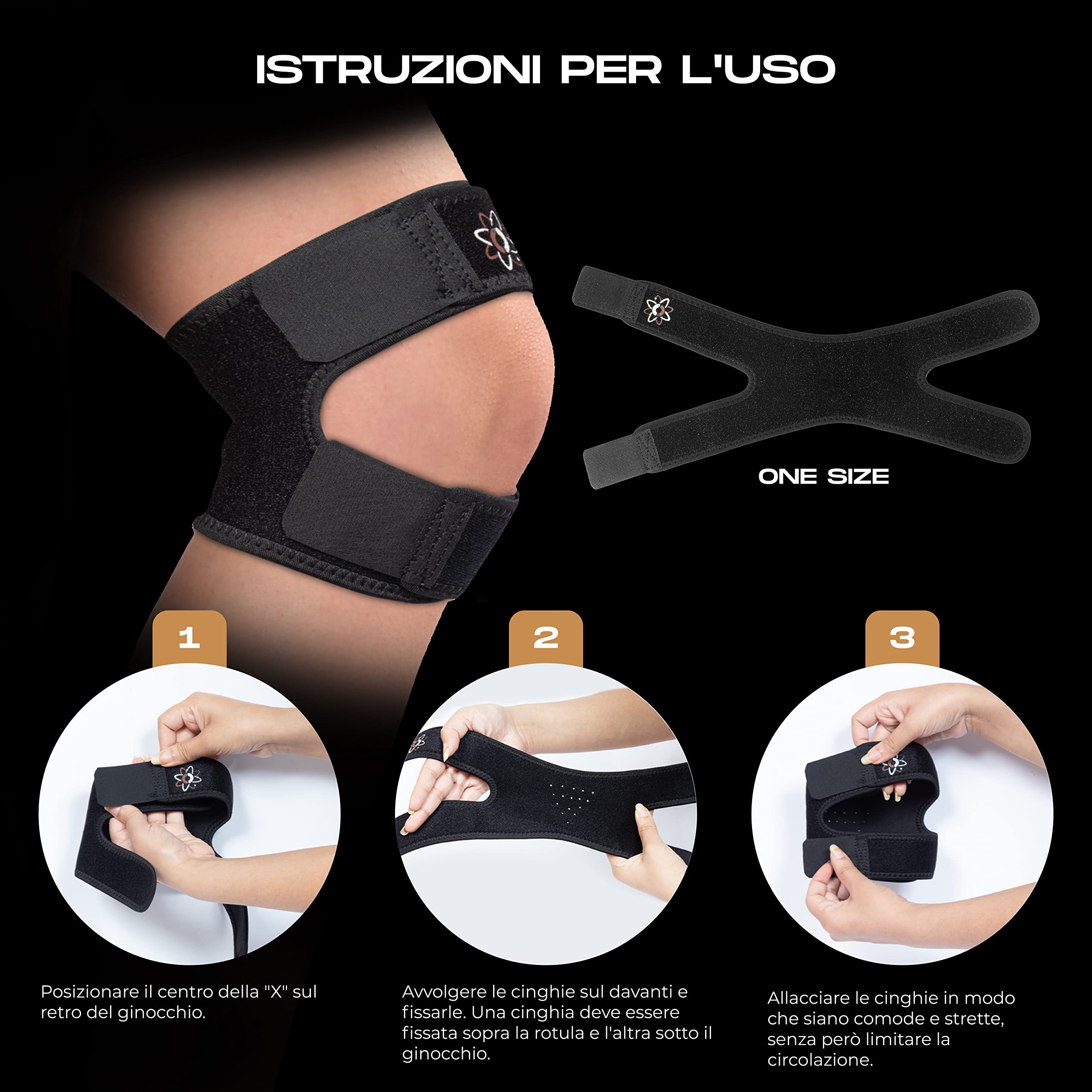 Ginocchiera Rotulea - Tutore Ginocchio - Recupero Veloce Fascia Ginocchio Rotuleo - Fascia Elastica Ginocchio Palestra - Tutore Ginocchio Rotula per Sport, Padel, Calcio, Bodybuilding