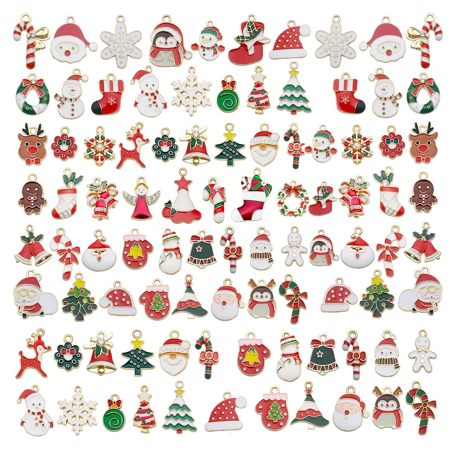 InteDesign 100PCS Christmas Bracelet Charms for Jewellery Making Supplies