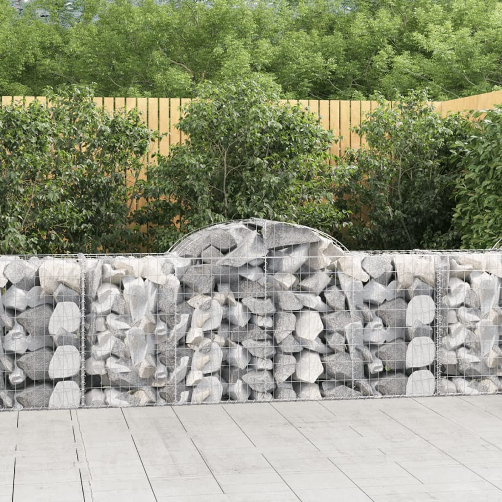 Homgoday Gewölbte Gabionenkörbe 11 Stück 200x50x80/100cm Verzinktes Eisen Gabion Korb Käfig Gitter Draht Steinkorb Outdoor Spirale Stützmauer Garten Pflanzgefäß 3448