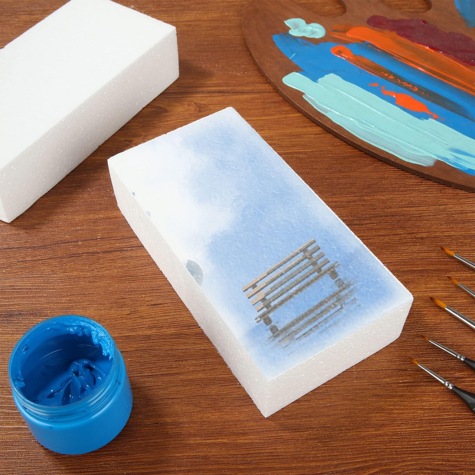 Pack de 12 Bloques de Espuma Blanca para Manualidades, Ladrillos de Poliestireno 20x10x5 cm, Planchas de Porexpan de Alta Densidad para DIY y Decoración, Corcho Blanco