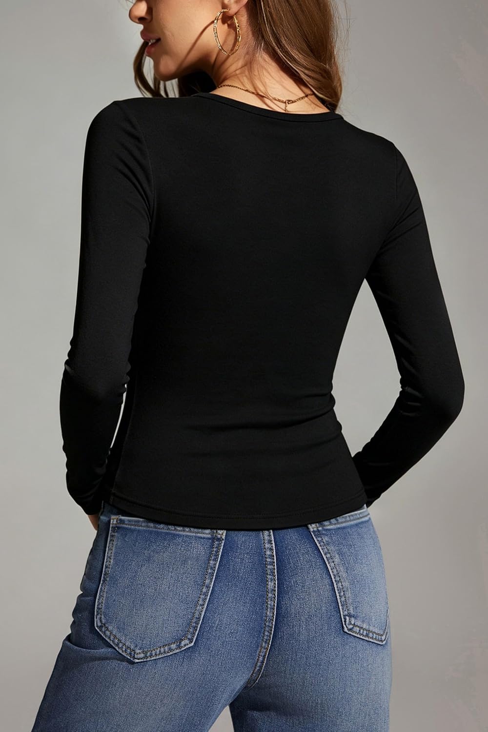 Women's 3 Pack Long Sleeve Crew Neck T-Shirt,Slim Fit Basic Tops image 3
