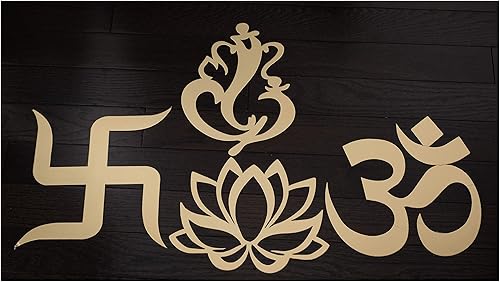 Miniatura 2 de (Hinduismo) Recortes religiosos  Símbolos Om, Ganesha, Esvástica y Lotus  Decoración tradicional para el hogar espiritual  Decoraciones de boda