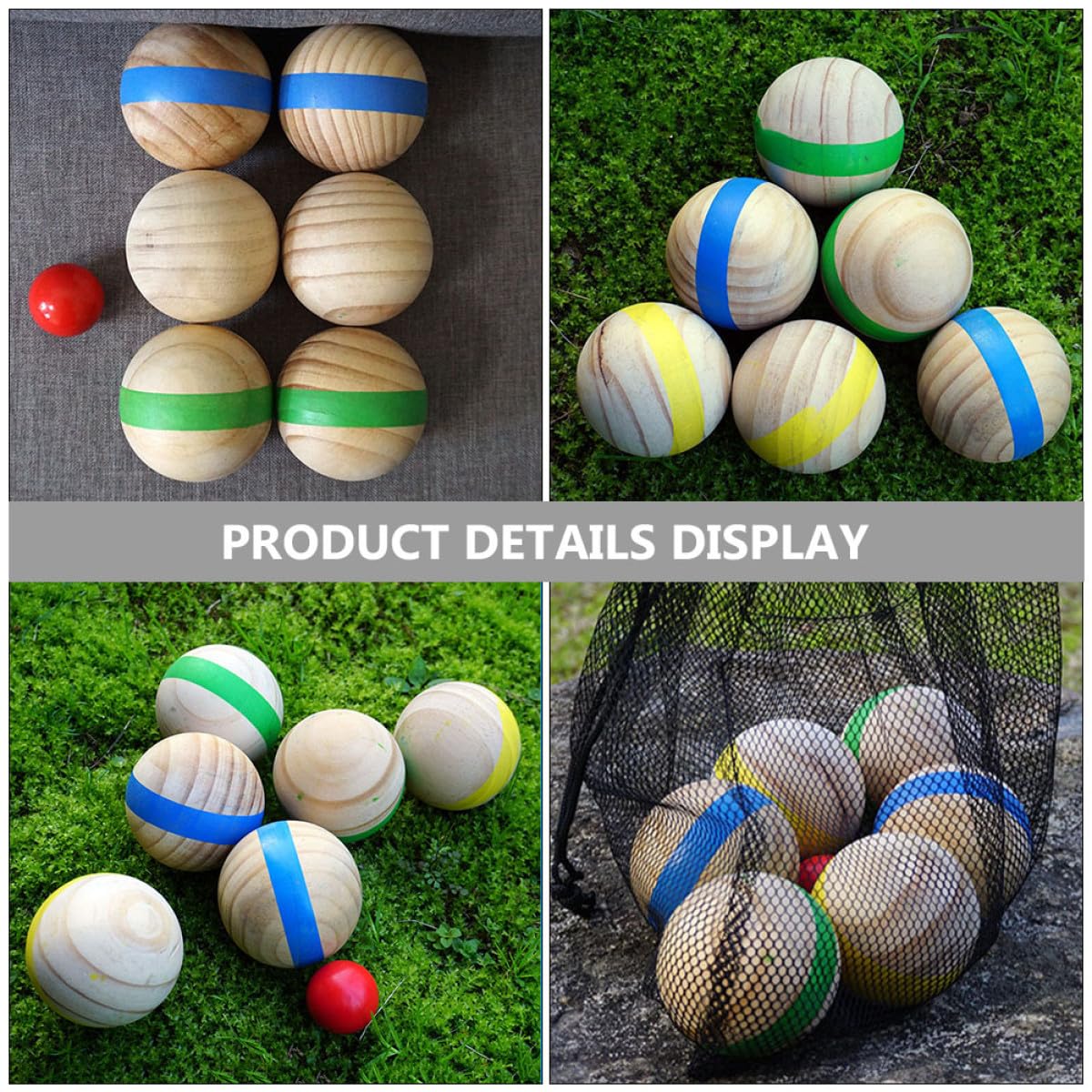 UPKOCH Bocce en Plein Air en Bois Massif 7pcs Surface Lisse sans Bavure Ambiance Estivale Lors des Fêtes d'anniversaire la Plage Couleur Aléatoire