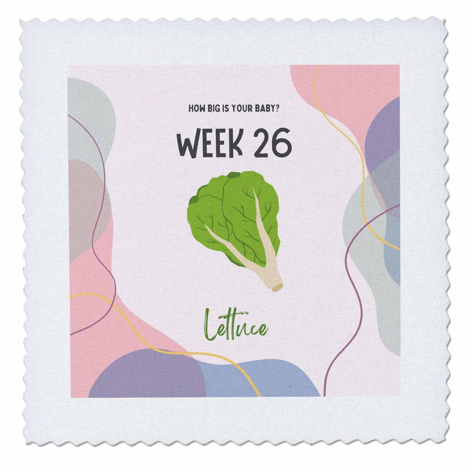 3dRose Image of Lettuce How Big is Your Baby Week 26 - Quilt Squares (qs-388478-10)