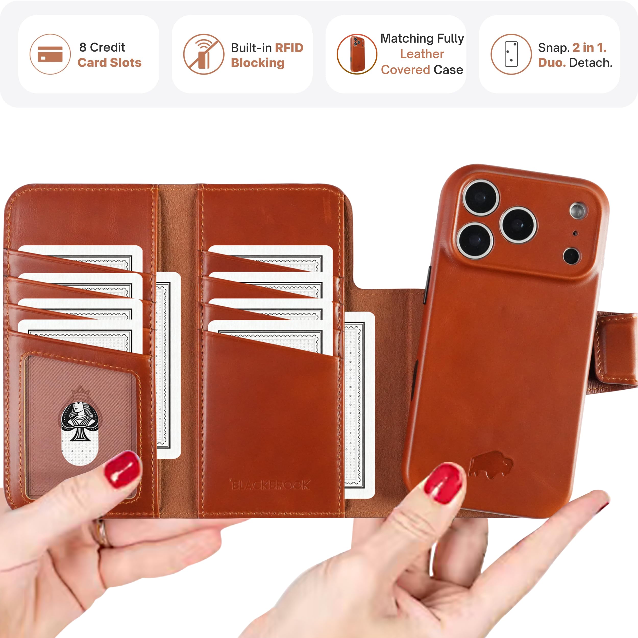 Amazon.com: BlackBrook Tudor Trifold Leather Wallet Case for