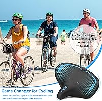Vista 5 de Oversized Bike Seat for Men & Women Comfort, Extra Wide Bicycle Seat Cushion, Comfortable Wing Padded, Large Replacement Saddle for Peloton
