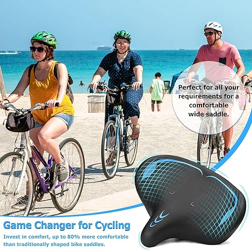Miniatura 5 de Oversized Bike Seat for Men & Women Comfort, Extra Wide Bicycle Seat Cushion, Comfortable Wing Padded, Large Replacement Bike Saddle for Peloton