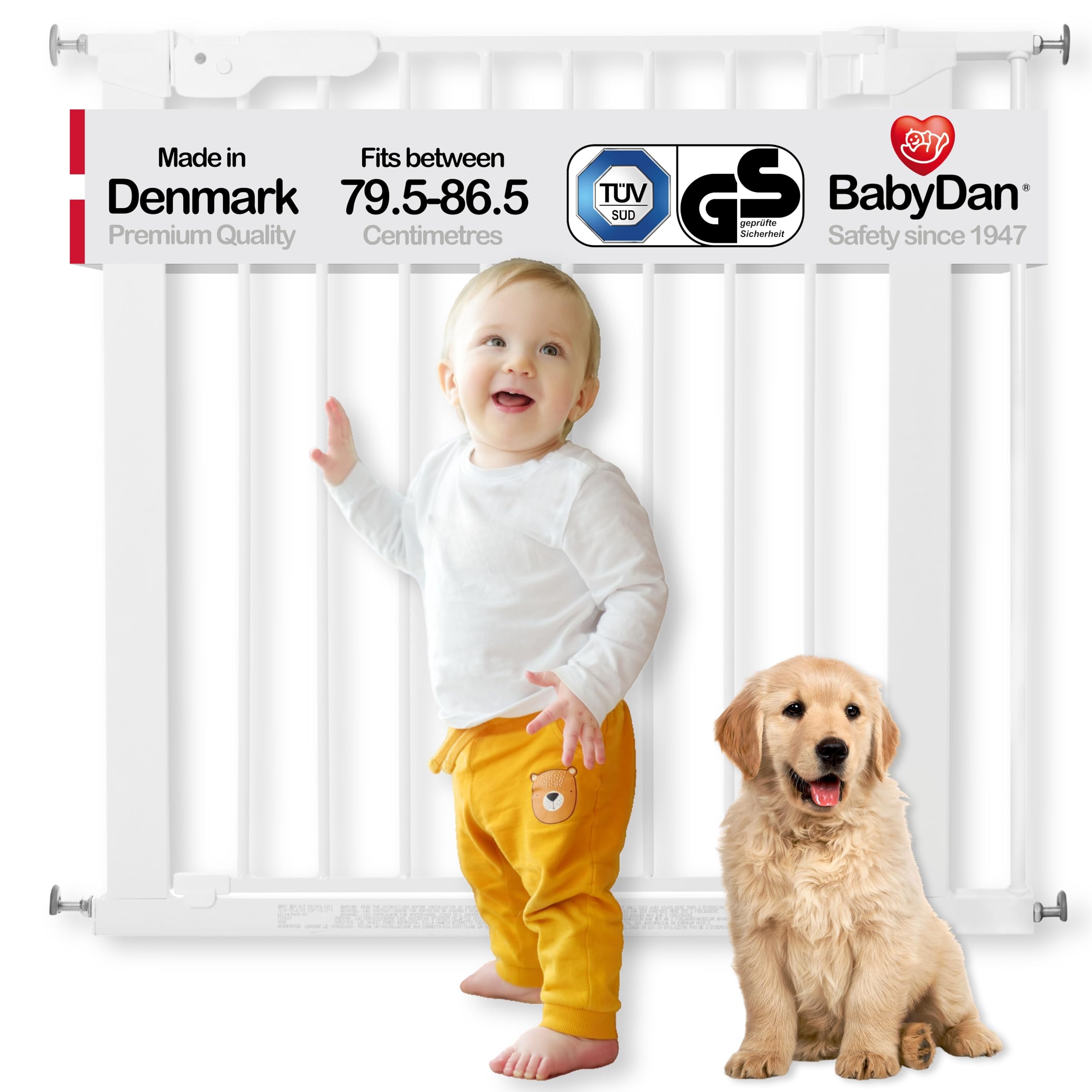 BabyDan Protector de escalera Premier de 99-106,3 cm, extra ancho, para bebés, metal negro, fabricado en Dinamarca (protector para perros)