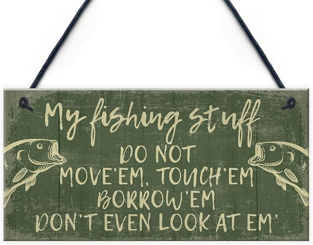 RED OCEAN Funny Fishing Fisherman Stuff Sign Garden Shed Man Cave Plaque Grandad Dad Son Gift