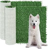 Vista 8 de GLOBREEN Alfombrilla de pasto artificial para cachorros para entrenamiento de orinal de perros, 18 x 14 pulgadas, 2 unidades, reutilizable, alto