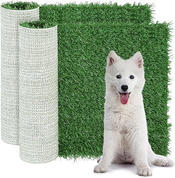 GLOBREEN Artificial Dog Grass Pee Pads 28" X 18" - Large Puppy Training Turf for Potty Tray, Anti Odors Reusable Pet Fake Grass with Drainage, 2 Packs