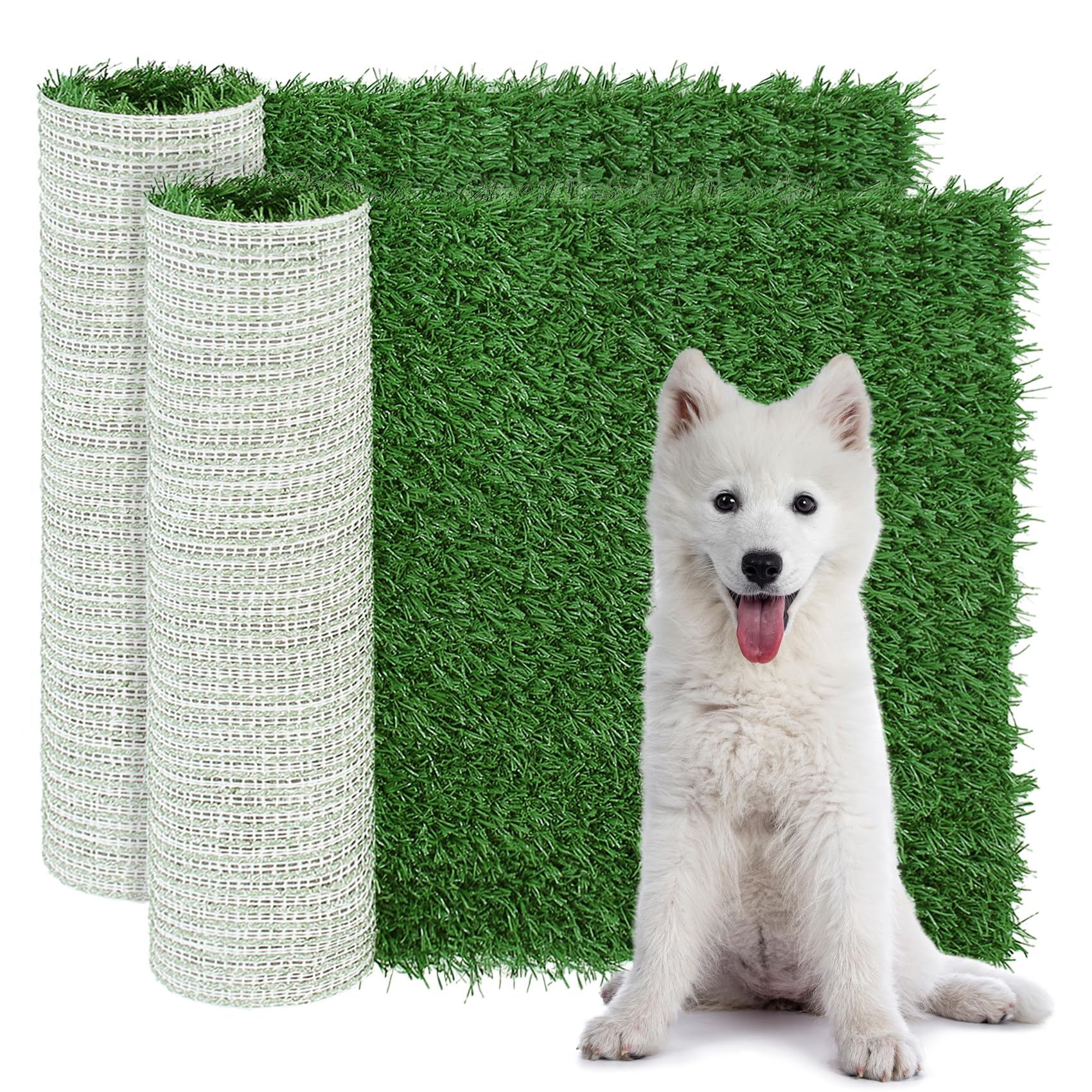 GLOBREEN Artificial Dog Grass Pee Pads 28" X 18" - Large Puppy Training Turf for Potty Tray, Anti Odors Reusable Pet Fake Grass with Drainage, 2 Packs