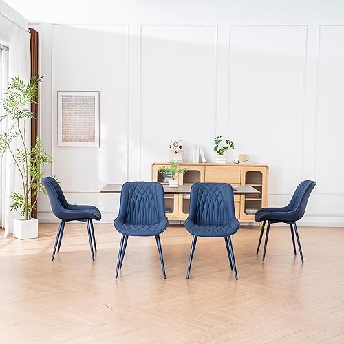 Miniatura 8 de YOUNIKE Juego de 2 sillas de comedor con respaldo alto, sillas modernas de cocina y comedor de mediados de siglo, tapizadas de piel sintética, silla