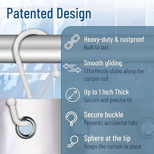 Miniatura 38 de Paquete de 10 ganchos de metal en forma de S para colgar, gancho resistente en forma de S con hebilla de seguridad, se adapta a barras de hasta 0.6