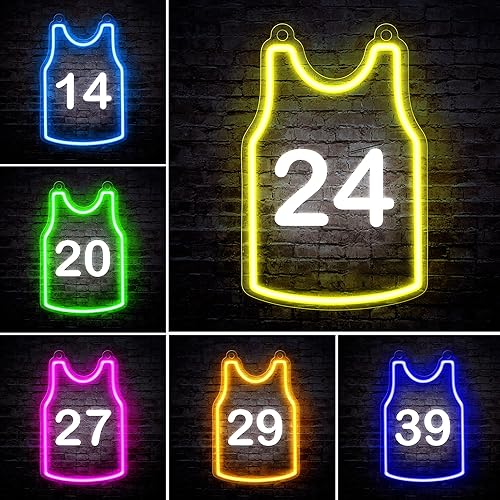 Miniatura 2 de Letrero de Número de Camiseta de Baloncesto Personalizado de Neón, Attivolife Luz de Club de Baloncesto para Pared de Habitación, Decoración LED