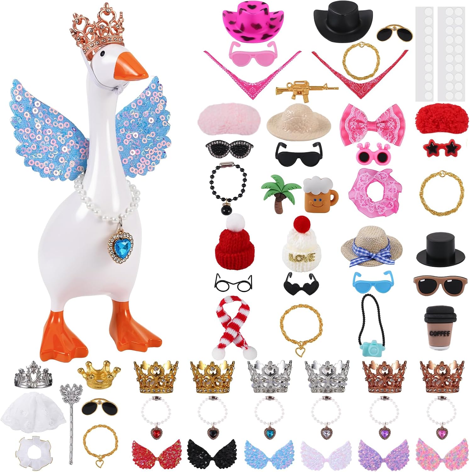 18 Set 7 Inch Desk Goose Outfits Mini Goose Clothes | Cute Hat Accessory Costumes for Magnetic Goose Statue, Easy to Dress, Gift for Goose Lovers