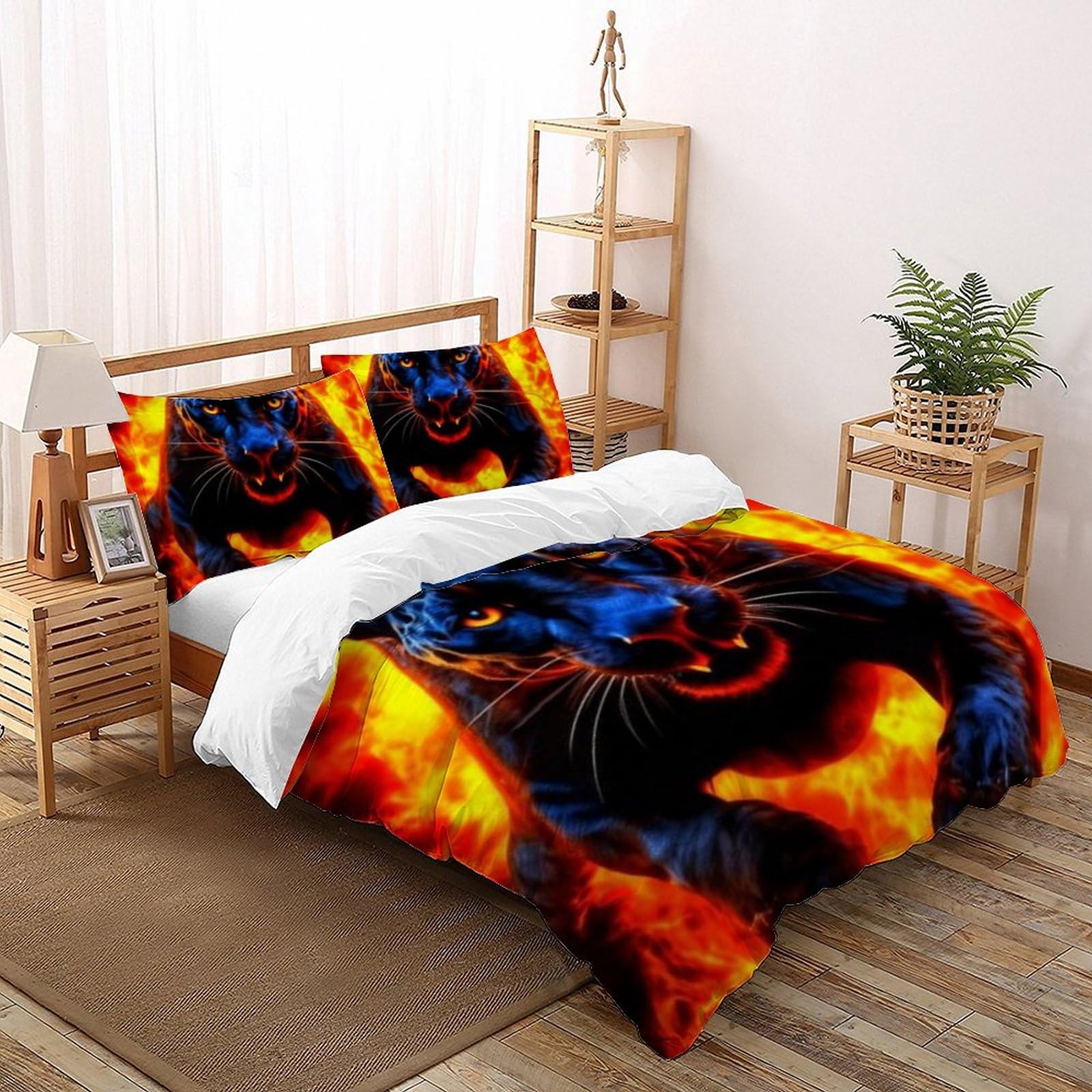 Housse de couette 260x220 microfibre animaux imprimé 3D avec taies de lit
