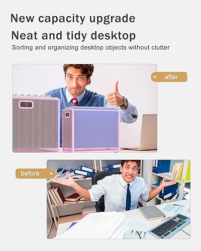 Miniatura 10 de Oterri Organizador de archivos colgantes, organizador de archivos de metal, organizador de archivos de escritorio portátil para carpetas de tamaño