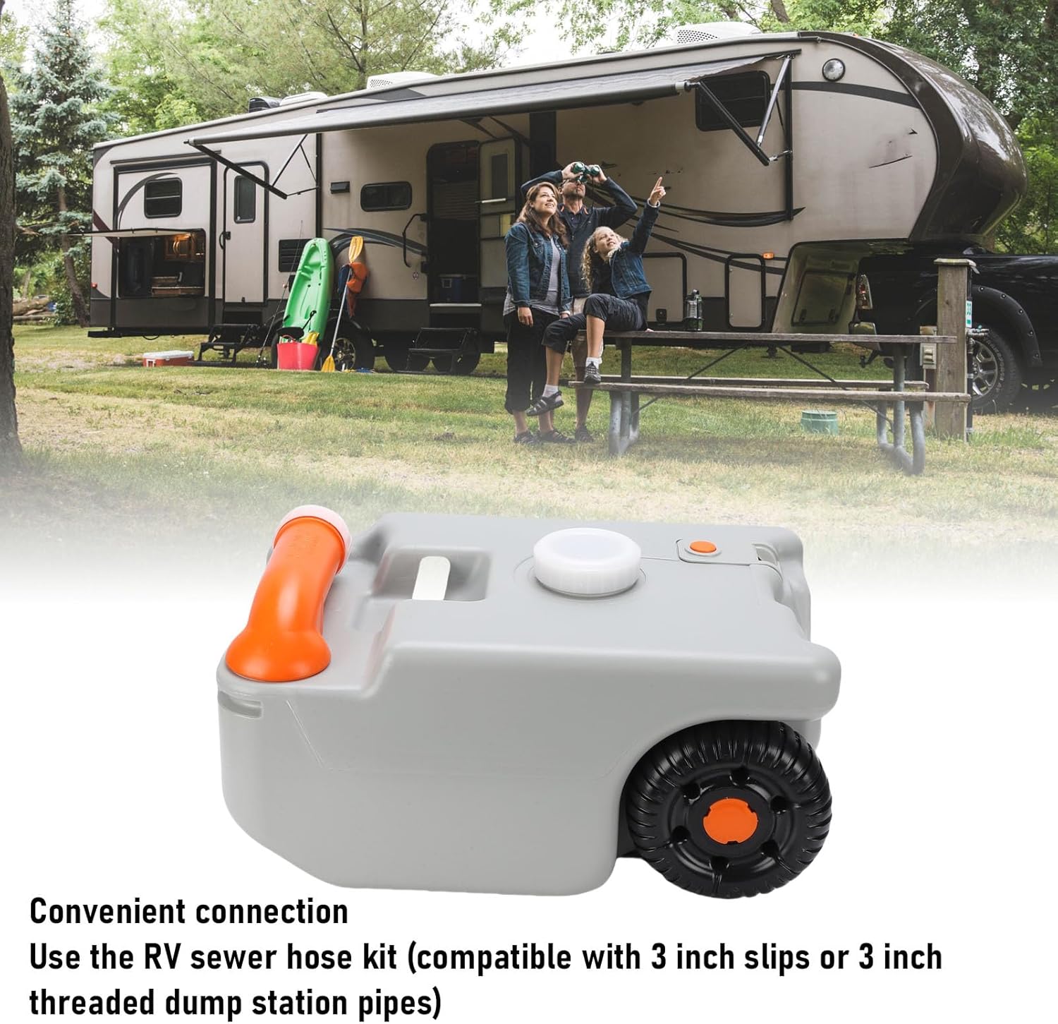 Asixxsix Portable Water Tank, 6.6 Gallon Water Storage Container with Large Capacity, Large Wheel, Handle, Water Inlet Rotating Spout, RV Tote Tank for Freshwater or Sewage Storage