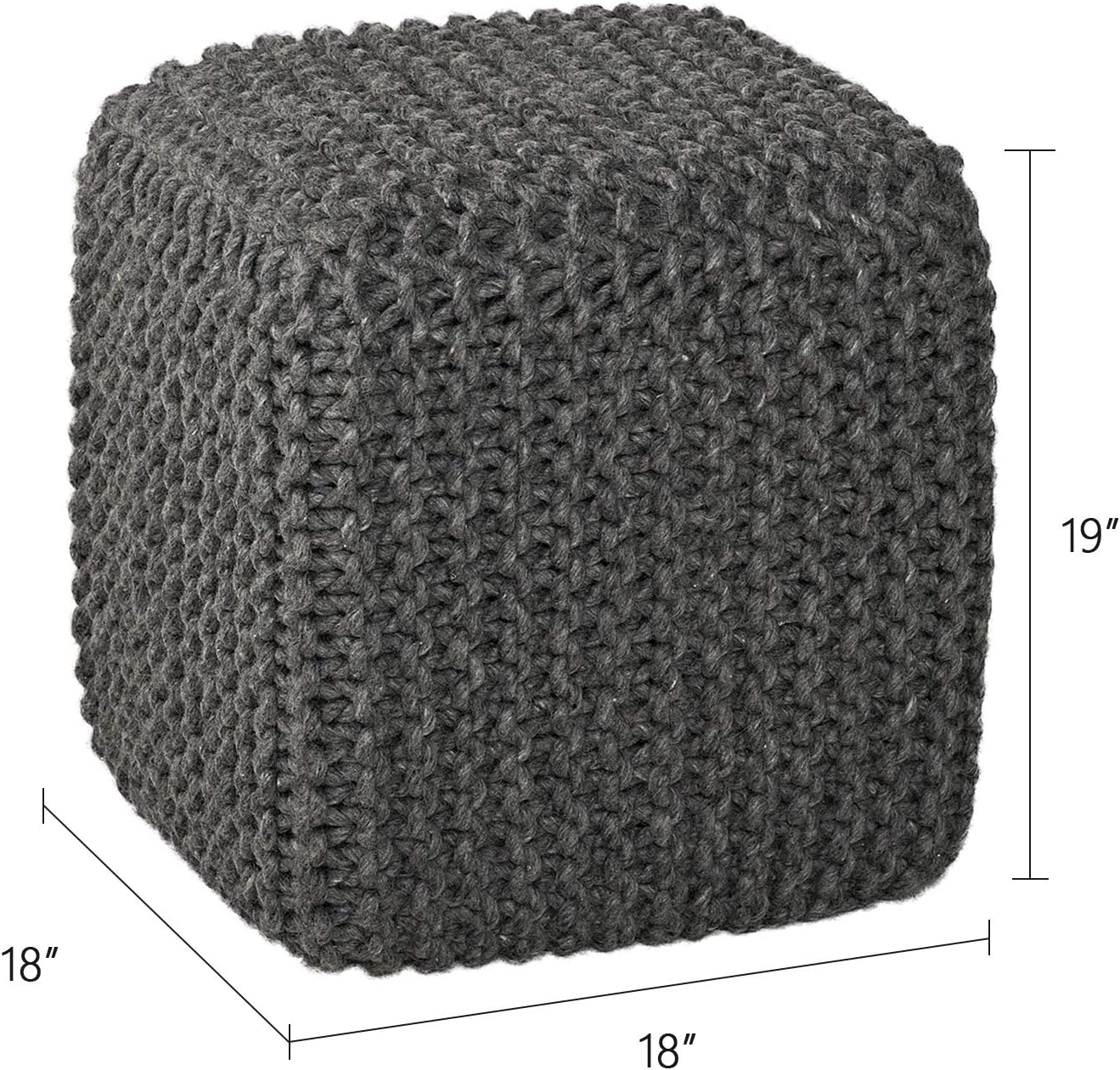 60% оƒƒ Dіѕсоunt MOTINI 100% Wool Cube Pouf Square Ottoman Foot Stool Knit Braided Cord Boho Pouf Footrest for Living Room Bedroom Nursery, Dark Grey, 18 x 18 x 18 🔥 MOTINI 100% Wool Cube Pouf Square Ottoman Foot Stool Knit Braided Cord Boho Pouf Footrest for Living Room Bedroom Nursery, Dark Grey, 18 x 18 x 18
