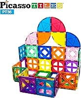 Vista 5 de PicassoTiles. Juego de bloques de construcción magnéticos de 36 piezas para cuartos y ventanas, diseño de imán.
