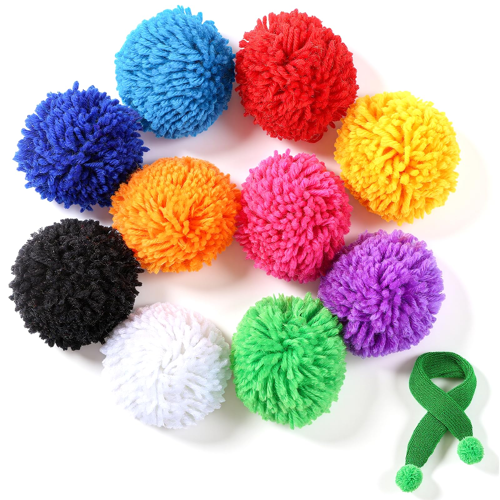 10 Pcs Large Yarn Pom Poms for Hats, 3.1 Inches Fluffy DIY Knitting Hat Pompoms, Removable Crochet Crafts Accessories for Hats or Handmade Craft Xmas Thanksgiving Party - DIY Craft Pompoms