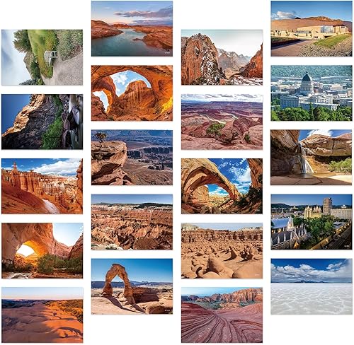 Paquete de 20 postales de paisaje vintage de Estados Unidos de Utah, postales de todo el mundo, tarjetas de felicitación para viajes de negocios,