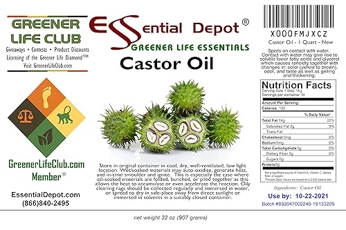 Miniatura 5 de Aceite de ricino, 1 cuarto de galón, 32 onzas, recipiente de polietileno de alta densidad sellado de seguridad con tapa resellable