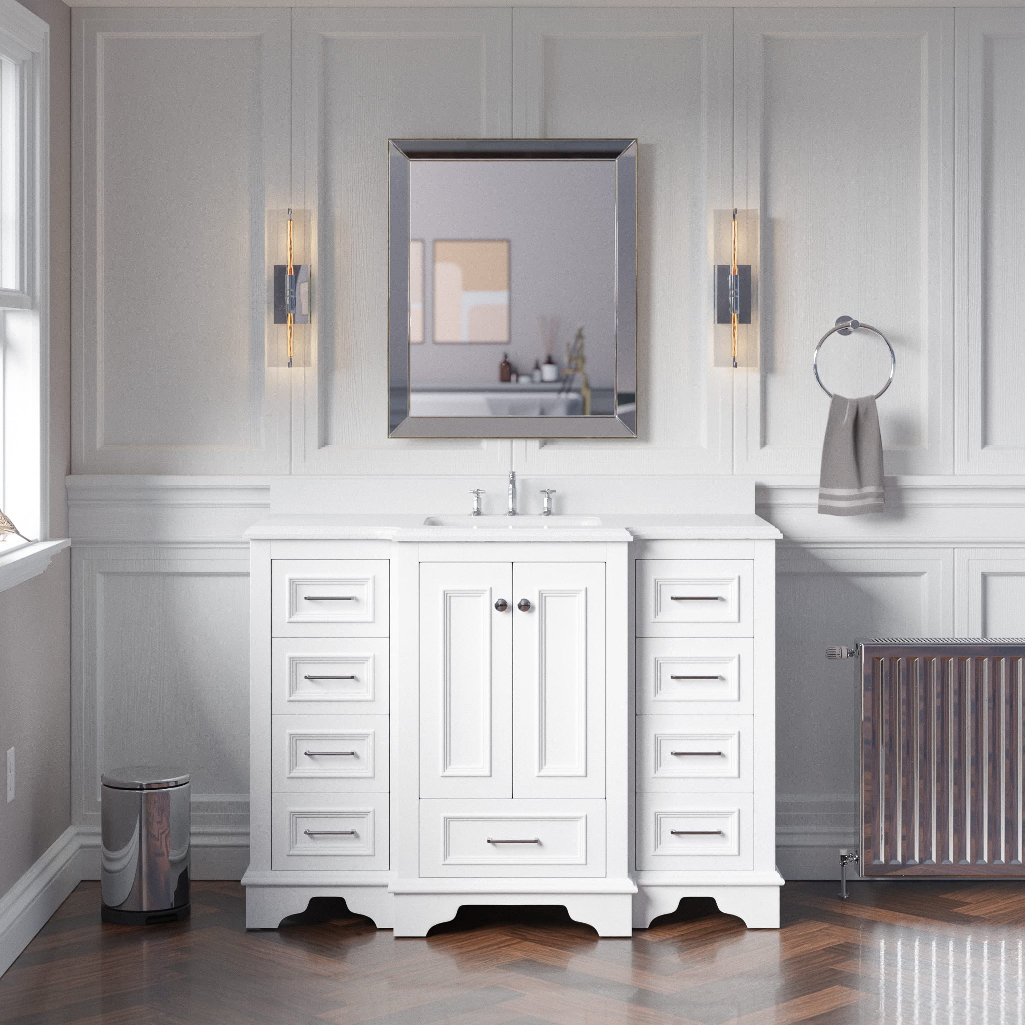 Amazon.com: Nantucket 48-inch Bathroom Vanity (Quartz/White