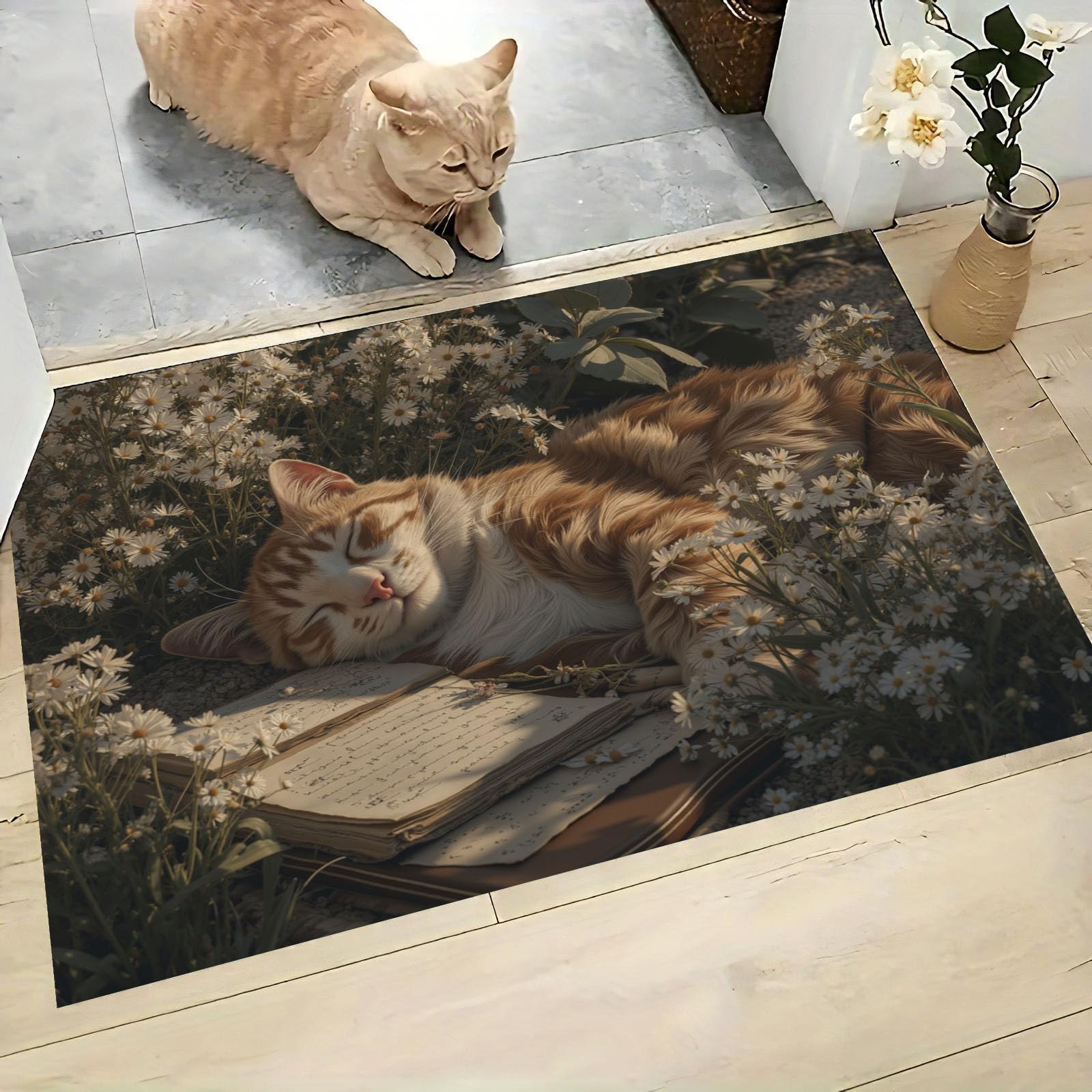 Tapis d'entrée d'intérieur pour stopper la saleté paillasson fin antidérapant chat