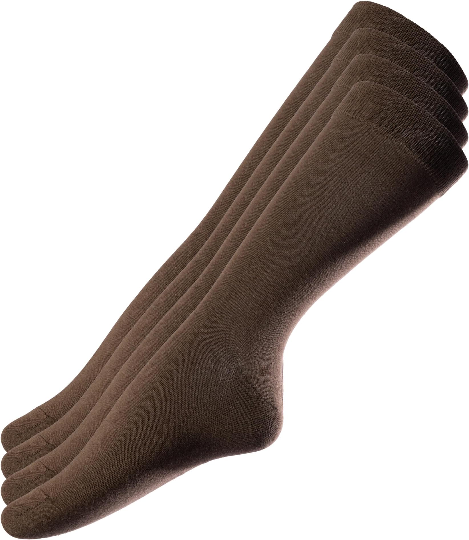 Business Socks for Men | Premium Cotton | Set of 4 | Black Grey Blue Brown | Crew Socks