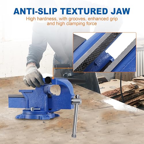 Miniatura 6 de Iglobalbuy Tornillo de banco de 6 pulgadas con yunque, herramienta Vice Tool de 6 pulgadas de ancho de mandíbula de mesa, base giratoria de 360,