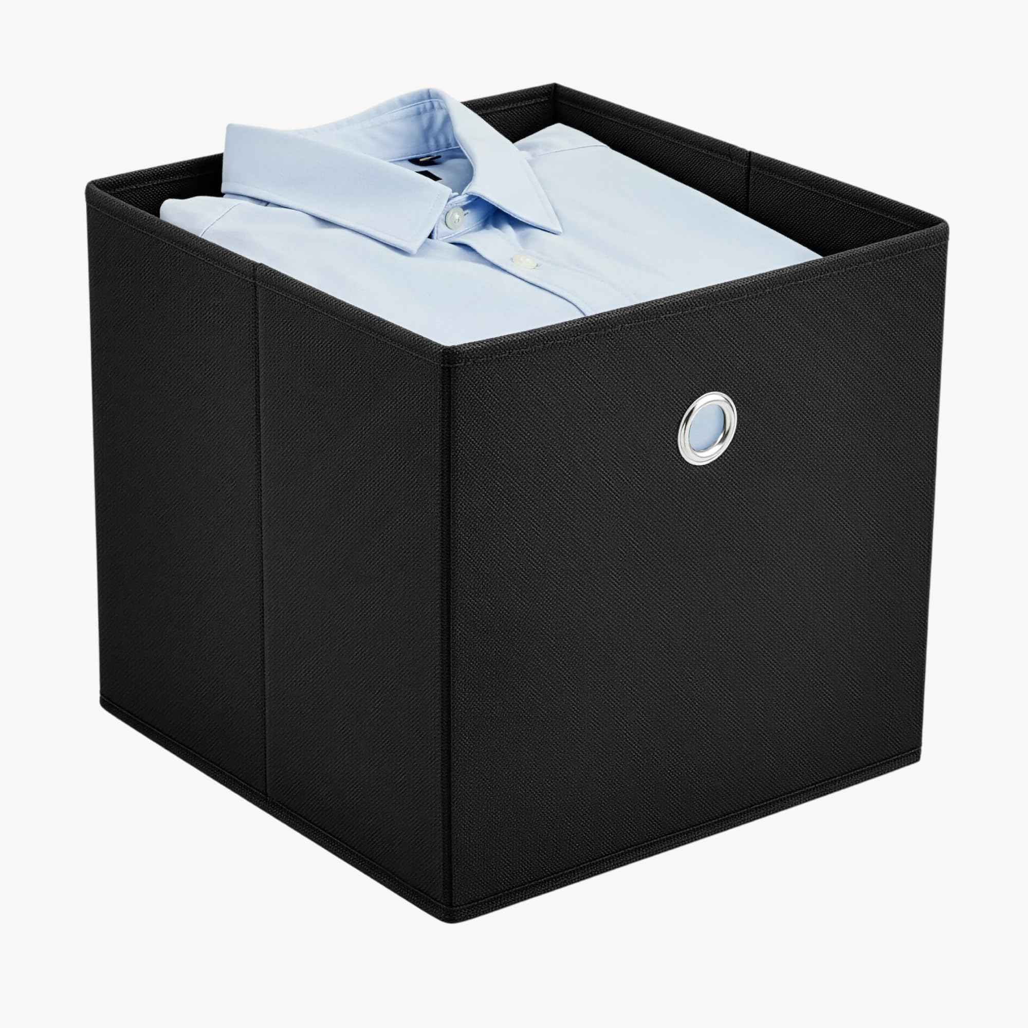 [en.casa] Set de 10 x Caja de almacenamiento plegable 28x30x30cm Juego de 10 Cajas Almacenaje Organizadoras con Asa Contenedores para Ropa o Juguetes Negro