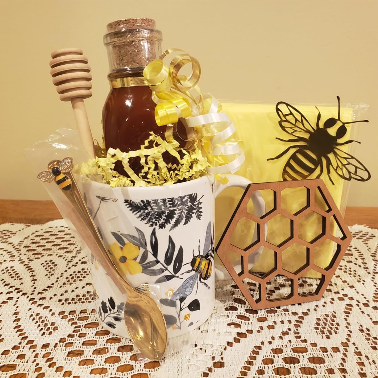 Wooden Honey Dipper Stick Collecting Dispensing Drizzling Jam