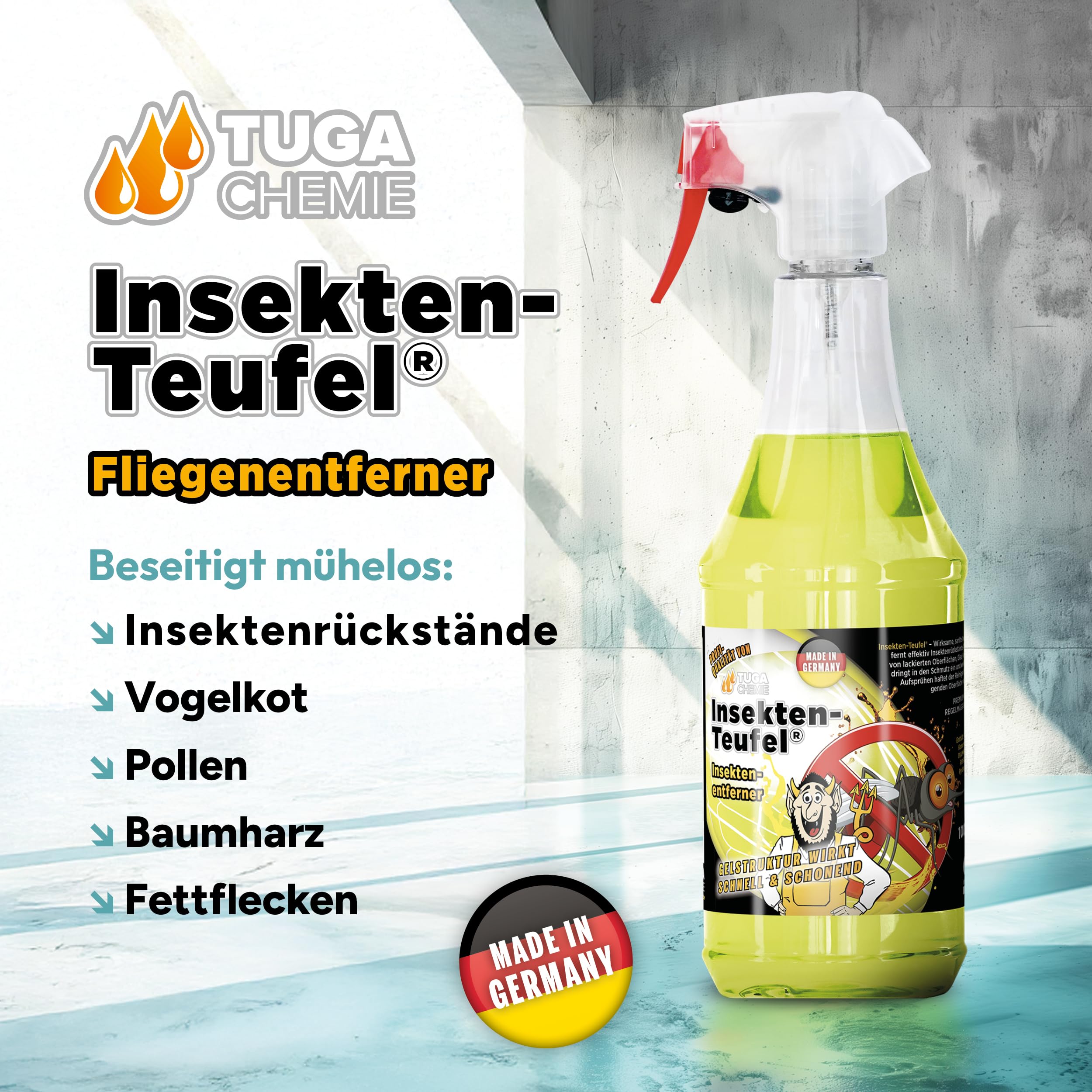 TUGA Chemie Insekten-Teufel Insektenentferner 5 L Kanister Made in Germany | Kraftvoller Insektenreiniger für Auto, Lack, Glas & Kunststoff, Schonende Formel