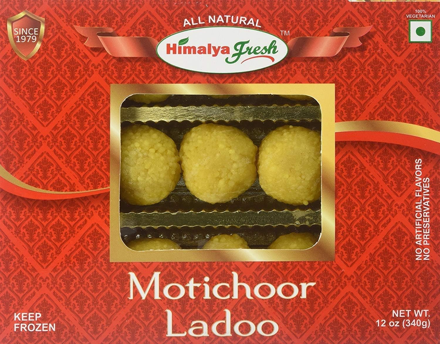 HIMALYA FRESH Motichoor Ladoo 12oz - Premium Authentic Indian Food & Sweets Made With pure simple ingredients Gram flour, Sugar & Vegetable Oil - No Fillers Or Preservatives (2 Boxes)