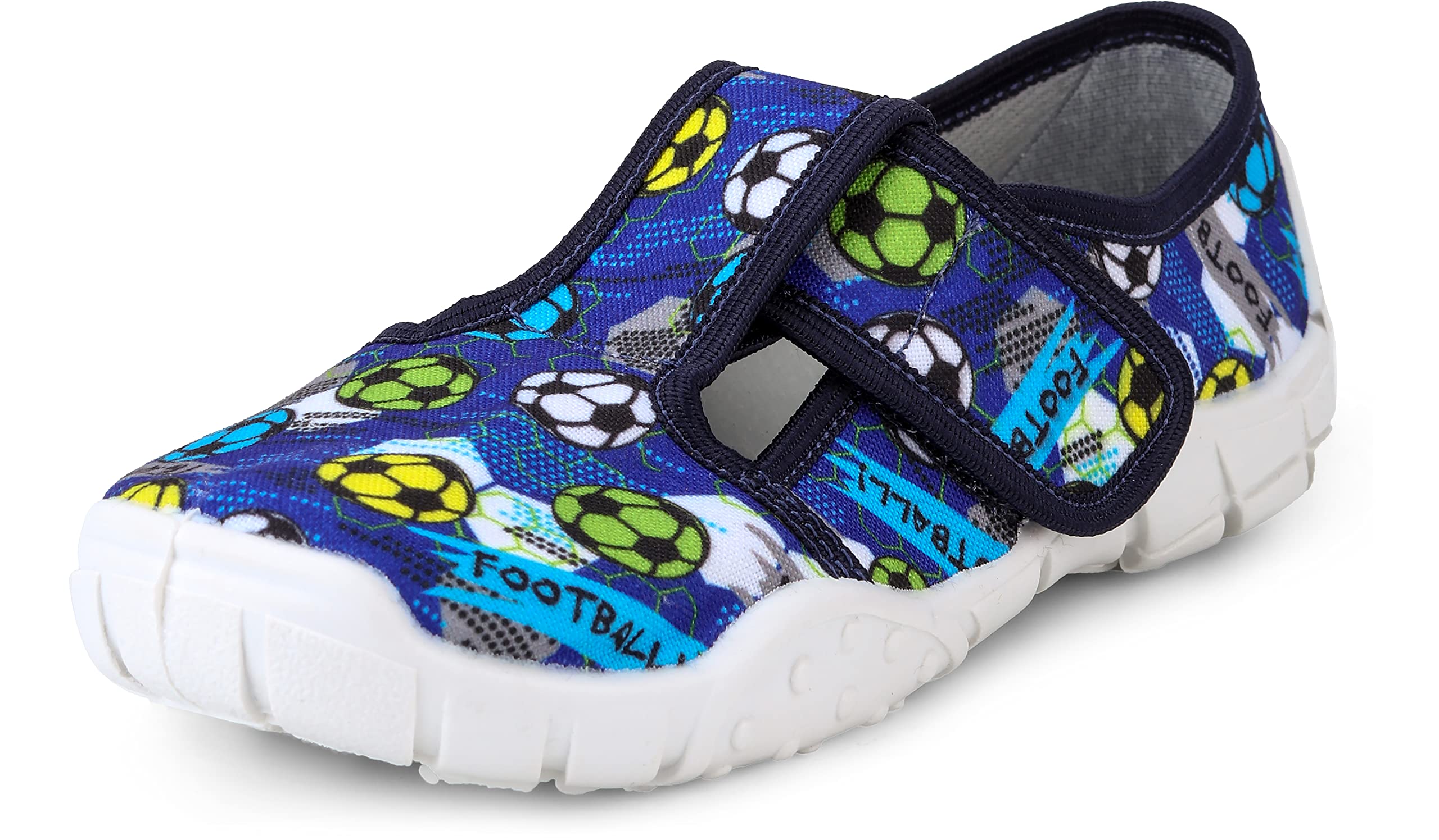 Ladeheid Hausschuhe Kinder Junge, Kinderhausschuhe mit Klettverschluss, Bequeme und Stabile Kindergarten Hausschuhe, Ideal auch für Schule, Spazierengehen und Zuhause LARW005