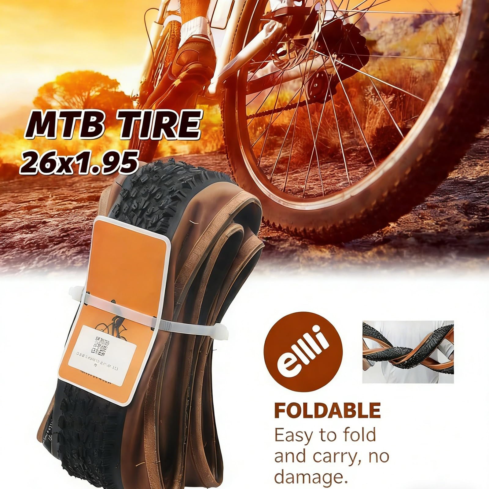 26X1.95 Opona Rowerowa Odporna na Przebicia | Kevlarowa Warstwa 60 TPI | Gotowa do Tubeless do Terenu i Żwiru | Wysoka Przyczepność na Mokrych i Suchych Powierzchniach(czarny)