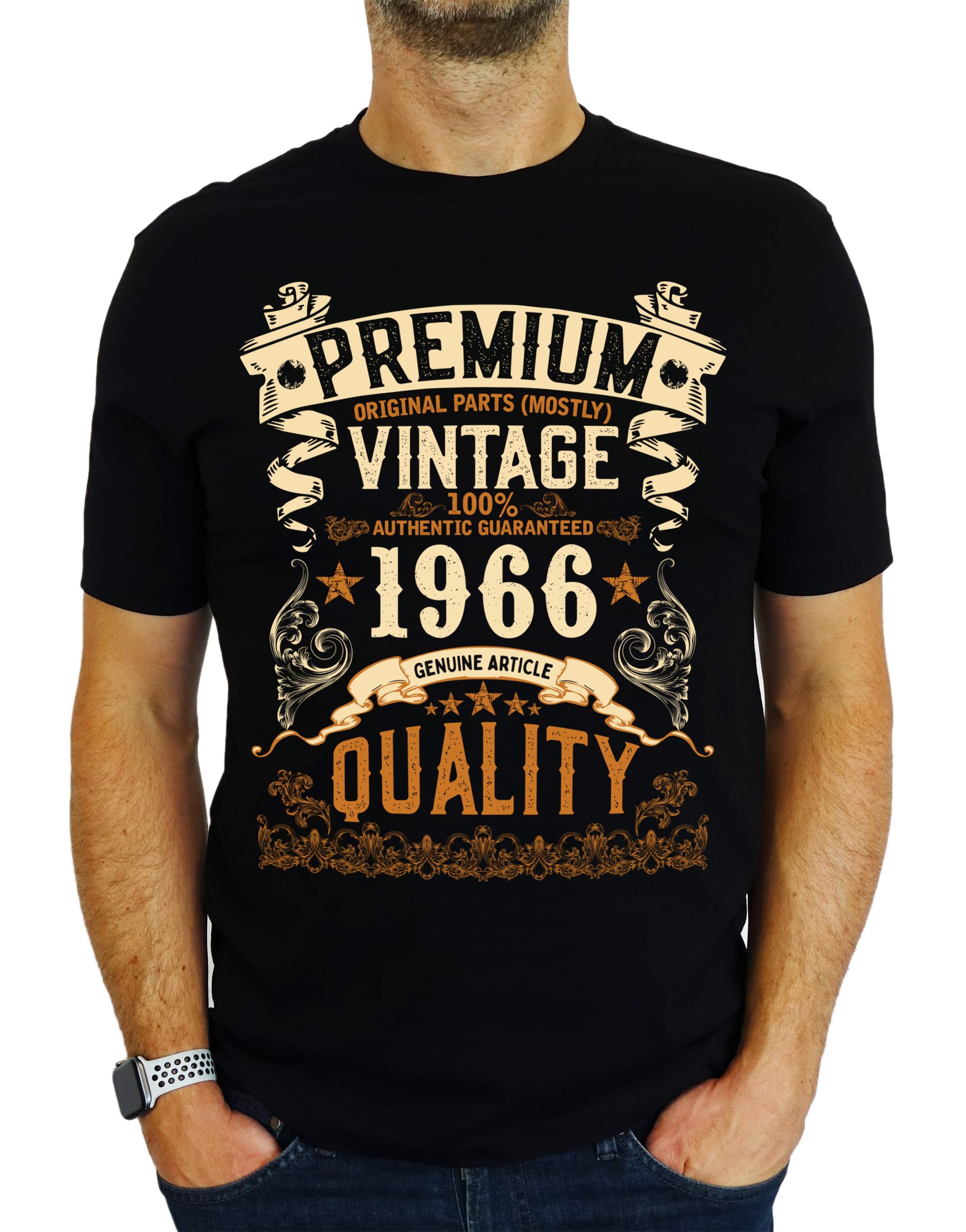 My Generation Gifts Men's Black 1966 Vintage - Premium Quality - 60Th Birthday Gift | Present T-Shirt 3XL
