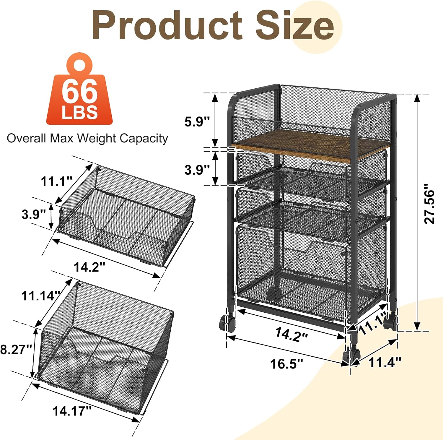 4-Tier Rolling Utility Cart with 3 Drawers-Craft Organizers and Storage with 360° Lockable Wheels,Art Supply Storage Organizer for Art Supplies, Store for Brushes & Paints & Artifacts Patent Pending - Image 8