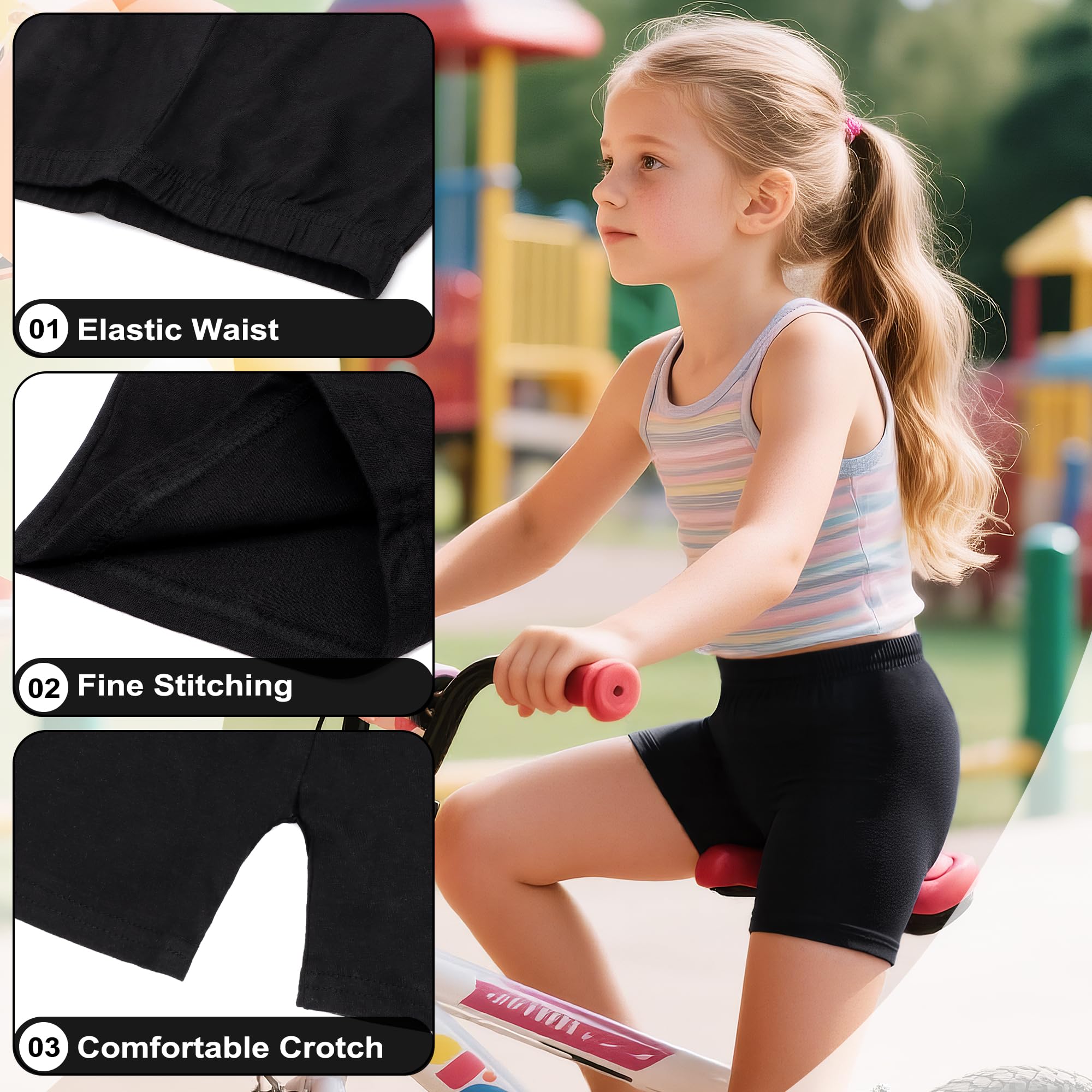 JinBei Pantalones Cortos para Niña Verano Mallas De Ciclismo Culotte Leggings Niños Cintura Elástica Transpirables Algodón Shorts Deportivos Ropa Pack de 3 Pantalon, 5-16 Años