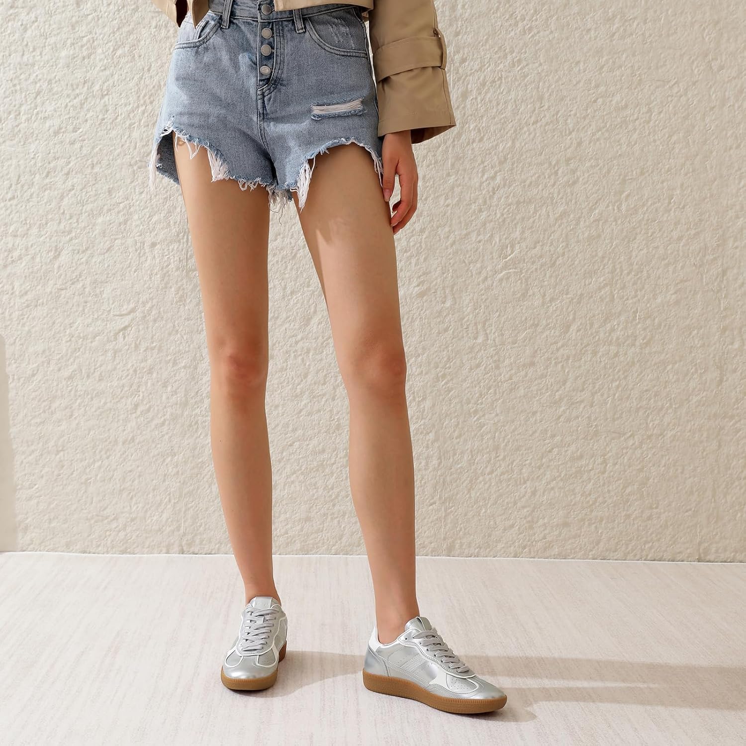 RIBONGZ Women's Casual Shoes Fashion Sneakers Lace Up Tennis Sneaker Classic Low Top Trainers with Gum Sole Leather Suede Walking Footwear Dressy Shoes - Image 6