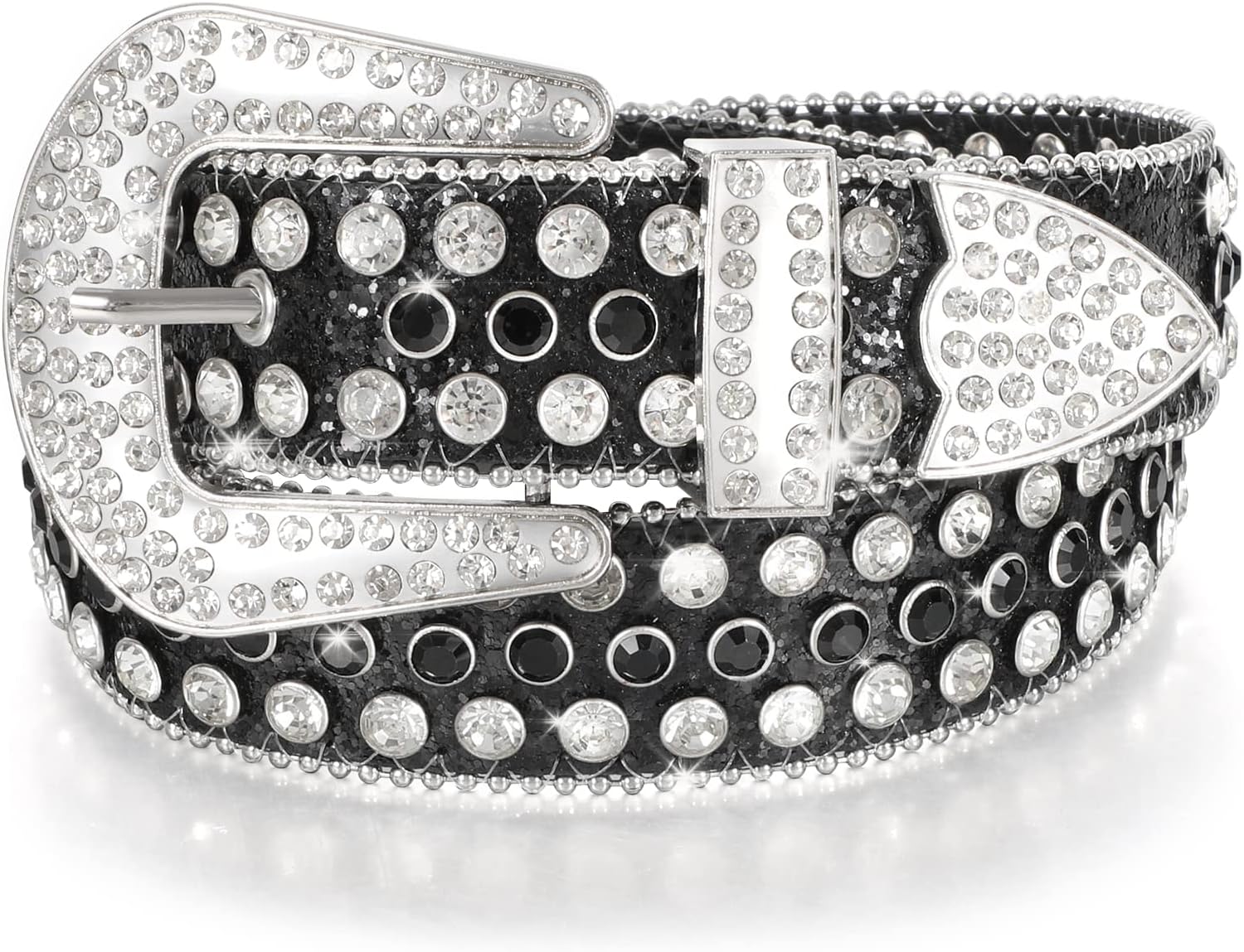 JASGOOD Women Men Rhinestones Belt,Bling Western Cowgirl Cowboy Studded Leather Belt Diamond Waist Belt for Jeans Pants