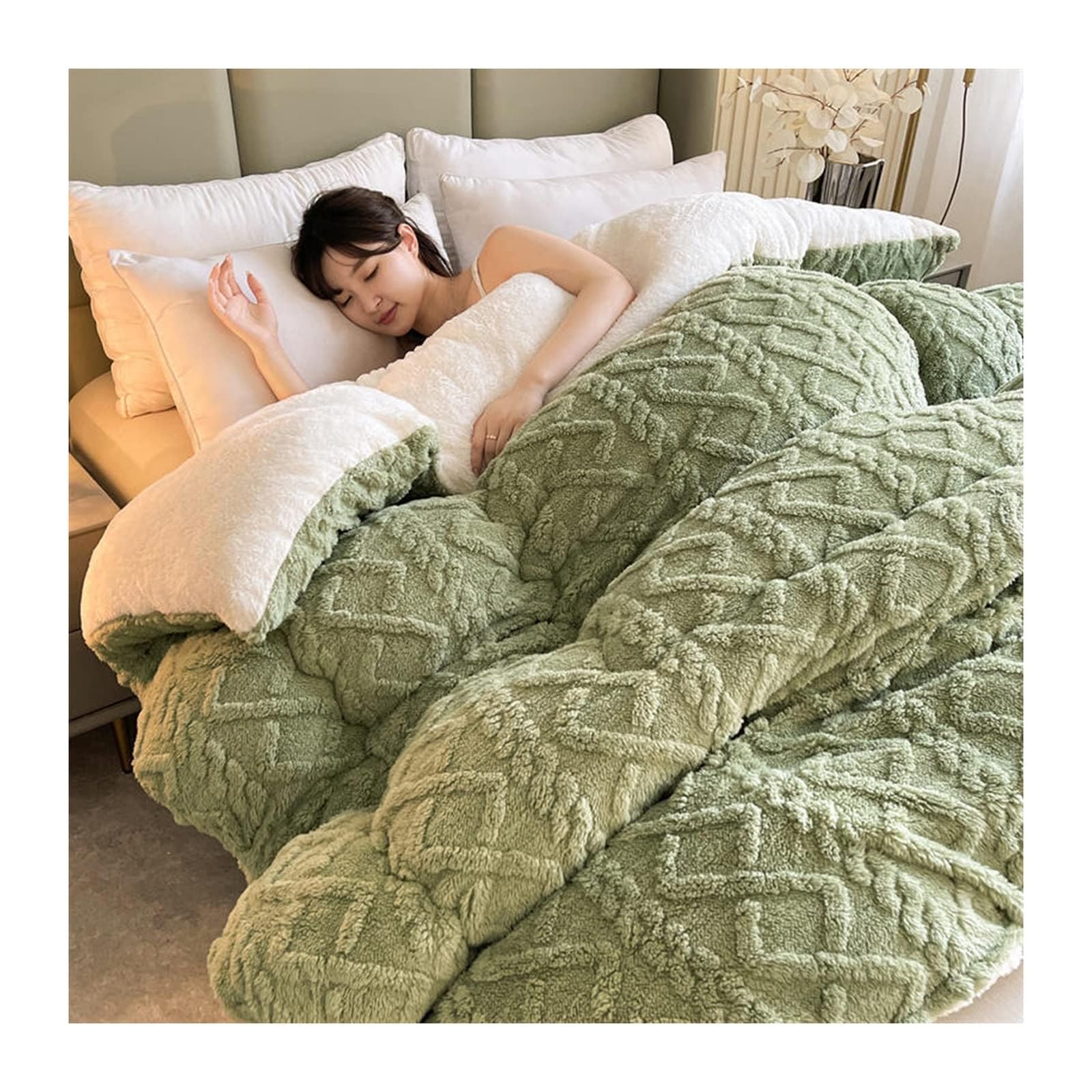 Thickened Super Soft Insulation Hibiscus Winter Quilt -Cashmere Hibiscus Double Fabric - Breathable Warmth Fluffy Plush Double Sided Velvet Blanket for Cold Weather(Color5,150X200cm(4kg))